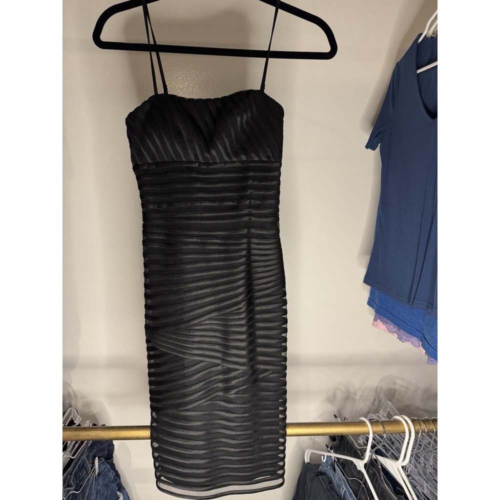 White House Black Market Black Dress Size‎ 00 Sheet Overlay Black Striping